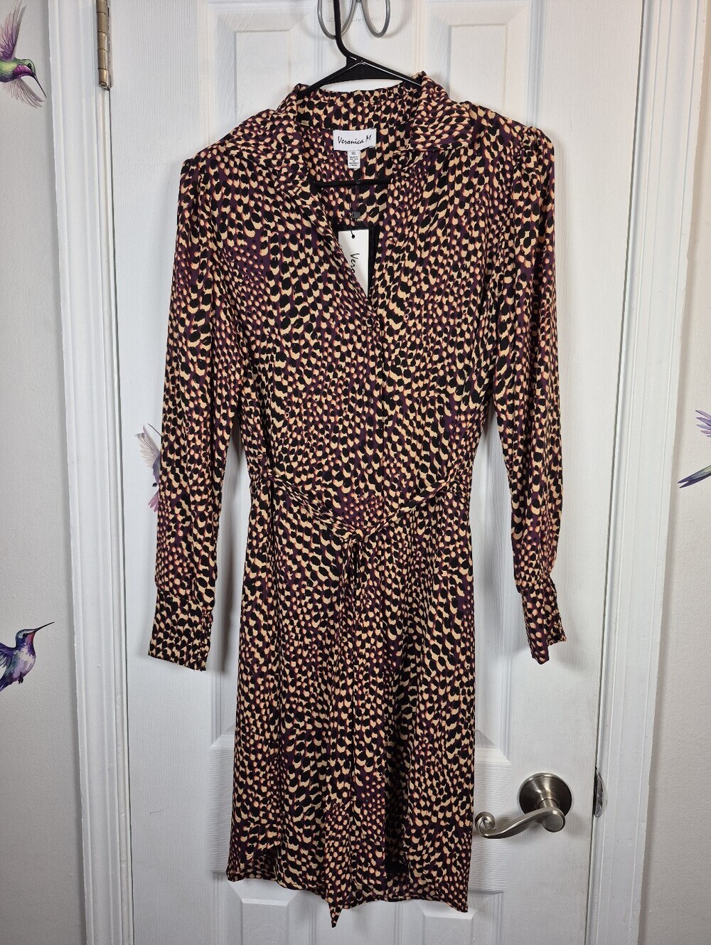 NWT Veronica M Cusco Animal Print Mini Shirt Dress XS Mob Wife Indie Sleaze